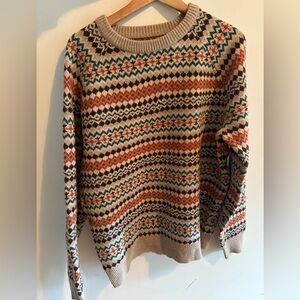 J crew Fair Isle Crewneck Sweater in Beige and Multicolor